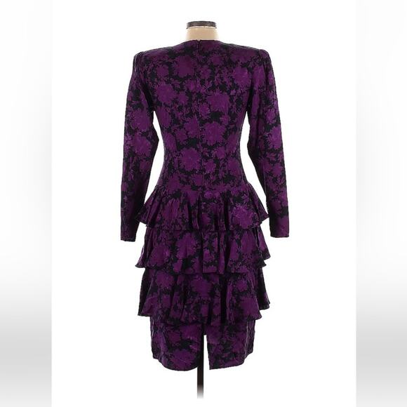 Vintage 80s Maggy London Jeannene Booher Silk ruffled cocktail party dress, 10 - Picture 2 of 11